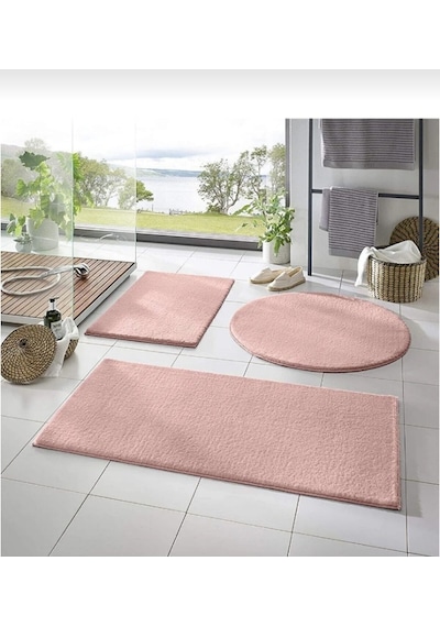 3lü Bany Açık Pembe Post Pelüş Jel Kaymaz Halı 60 100+40 60+60 60 Açık Pembe