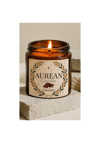Çikolata Kokulu Mum 100 Cc Amber Cam Kavanoz Aromatik Dekoratif Mum Beyaz