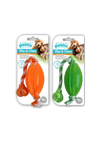 Pawise - 338 - Kemirme Oyuncağı İpli Rugby Topu - Edntrend - 40 Cm