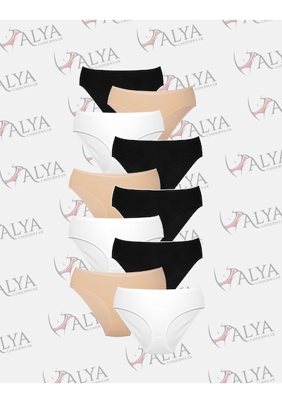 Alya Underwear Kadın Külot Basic Slip Renkli Pamuklu Iç Çamaşırı 10'lu Paket Multicolor-x32 Multicolor - X35