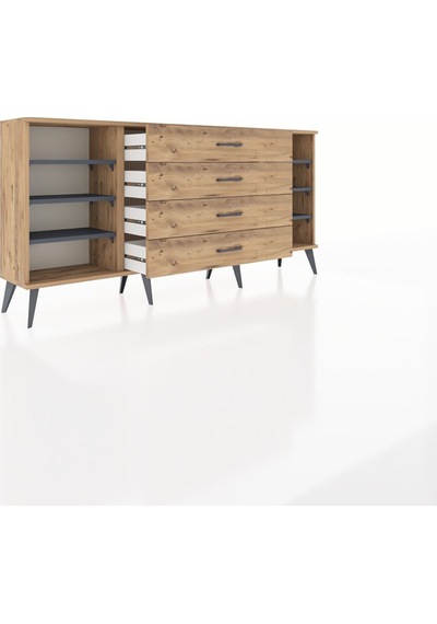 Arges Konsol 6 Raflı 4 Çekmeceli 176x30x83 Çam-antrasit/çam Antrasit/çam Arges Konsol 6 Raflı 4 Çekmeceli 176x30x83 Çam-antrasit/çam Antrasit/çam