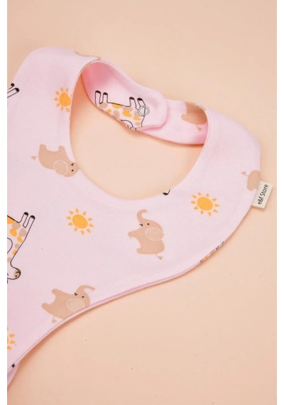 E&f Store Emzik Tutucu Mama Önlüğü - Sevimli Hayvan Desenli Pembe Pamuk Kumaş Çok Renkli