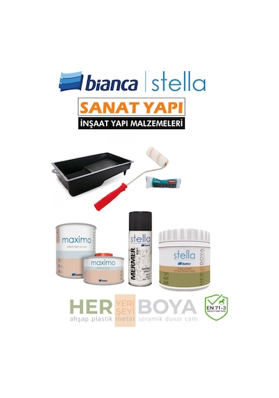 Set 500ml - Beyaz Boya + Siyah Mermer Effekt Sprey + Maximo Sıvı Cam Ipek Mat Diğer