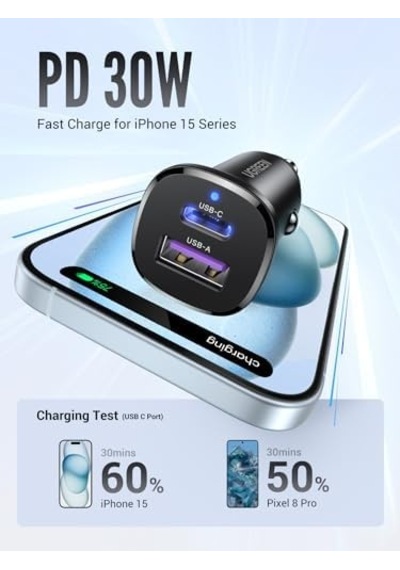 30w 2 Portlu Araç İçi Şarj Cihazı Çakmaklık Adaptörü, 25845