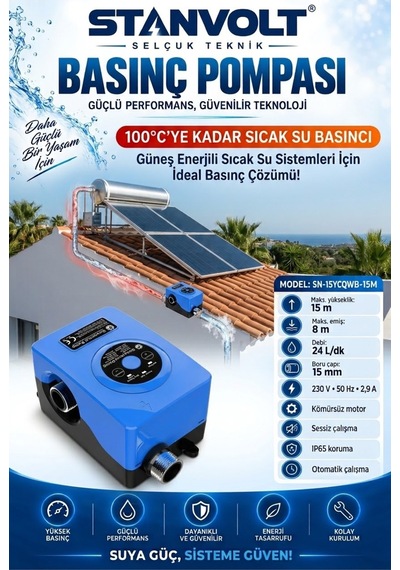 100 C Dayanıklı Güneş Enerjisi Ve Sıcak Su Basınç Artırıcı Pompa / 1 Kat 1 Daire Hidroforu Sessiz &