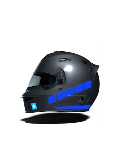 Şerit Tasarımlı Reflektif Mavi Motosiklet Kask Sticker Çınar Extreme