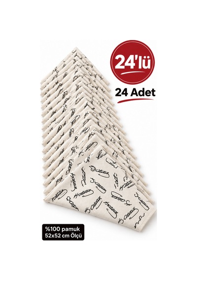 Herşeynota 24 Lü Atatürk İmzalı 52x52 Cm %100 Pamuk Fular Bandana Okul Tören Etkinlik Çok Renkli