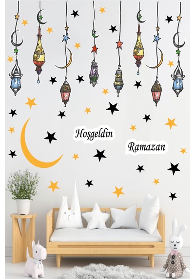 Hoşgeldin Ramazan Sticker Ramazan Süsü Cam Duvar Dekorasyon Sticker Seti Diğer