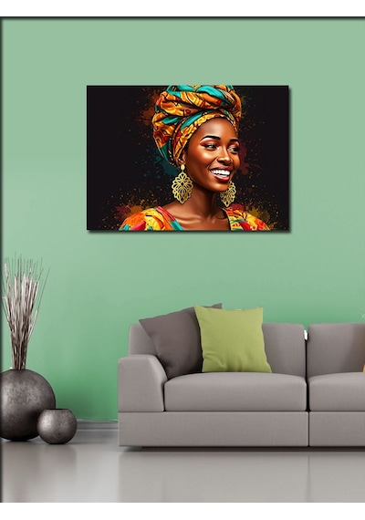 Kanvas Tablo Mutlu Afrika Kadın