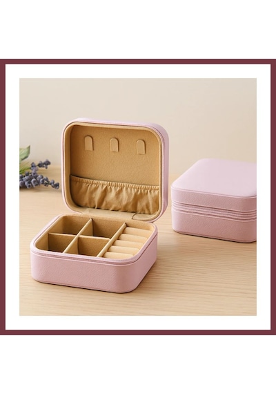 Storeşahin Mini Fermuarlı Takı Kutusu 10x10x5 Cm - Suni Deri, 4 Bölmeli Shn0720 Çok Renkli