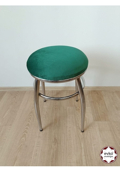 Evko Mobilya Tabure, Bar Taburesi, 2'li Tabure, Metal Ayaklı Tabure - Yeşil