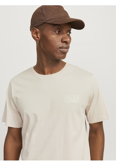 Jack & Jones Jack Jones Yazılı Erkek Bisiklet Yaka Tişört 12151955 Bej