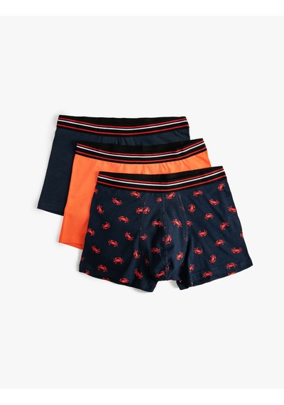 Koton 3'lü Boxer Seti Yengeç Baskılı Çok Renkli Pamuklu Lacivert 4slm90057mk Lacivert