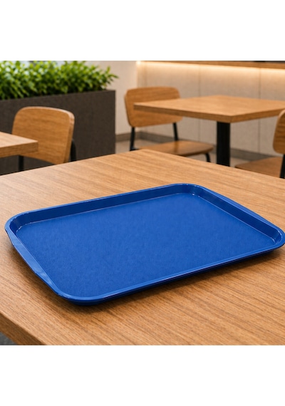 6 Adet Abs Servis Tepsisi Kaymaz Yüzeyli 37x53 Cm Mavi Renk Endüstriyel Kullanıma Uygun, Kırılmaz, Bpa Free 7 Renk Seçenekli