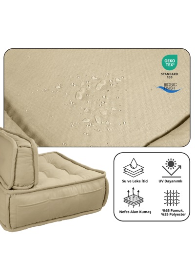 Xpermate Duoflex Sırtlı Minder İskandinav 80x80x30 Bej