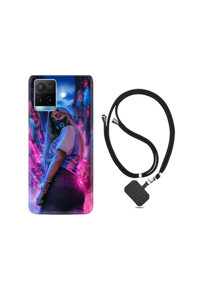 Vivo Y33S Kılıf Boyun Askılı Mask Girl 1659