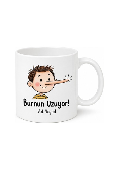 Burnun Uzuyor Esprili Gönderme Kupa Bardak Komik Hediye Yalan Söyleme Beyaz / Çok Renkli