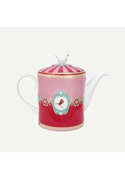 Kırmızı Pembe Porselen Demlik 1300 Ml