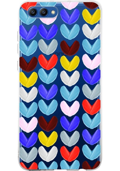 Huawei Honor View 10 İle Uyumlu 1mm Slim Fit Water Color 1 Baskılı Şeffaf Kılıf Şeffaf