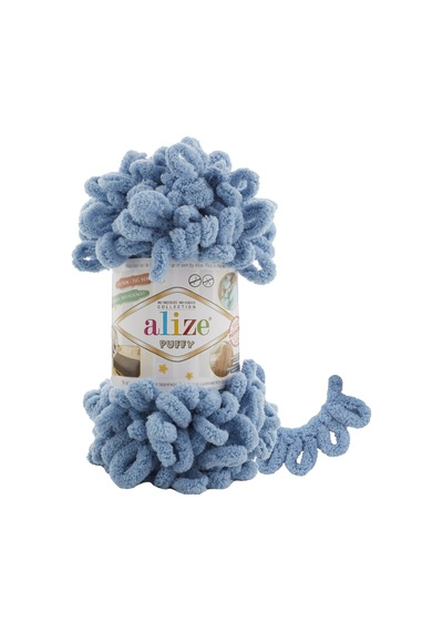 Alize Puffy El Örgü İpi (5 Li Paket) - 280-Orta Mavi