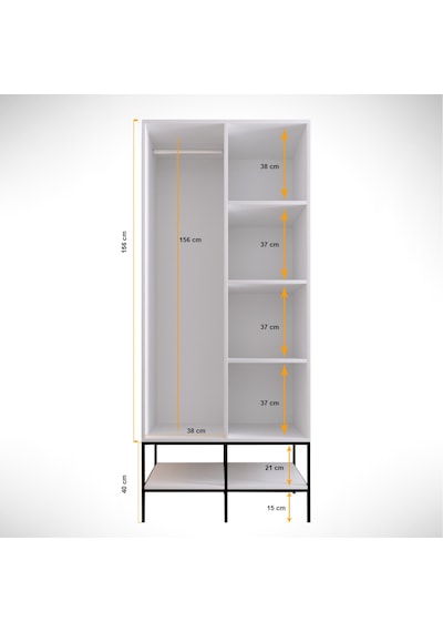 Pasific Home Martin 2 Kapaklı Gardırop Elbise Dolabı Parlak Beyaz