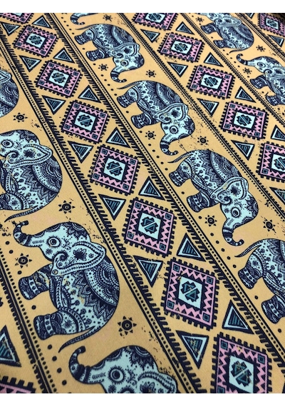 Enesar Home Elephant Etnik Fil Desenli Kumaş Kırlentlik Döşemelik Kumaş Dijital Baskı 100 x 140 cm