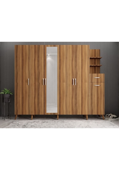 Açelya Portmanto Vestiyer Ceviz - Montaj Dahil M7 270 Cm