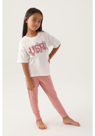 U.s. Polo Assn Lisanslı Daisy Krem Kız Çocuk Pijama Takımı 5274-43035 Krem