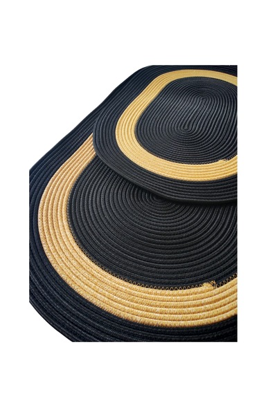Nakkaş Home 2'li Jüt Klozet Takımı Siyah-gold 2li Oval