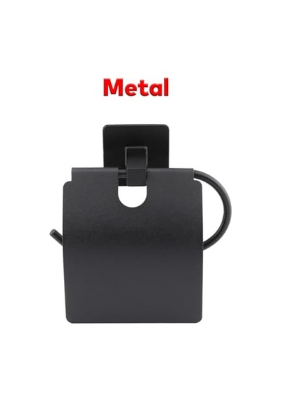 Yapışkanlı Siyah Paslanmaz Metal Kapaklı Tuvalet Kağıtlığı Aparatı Çok Renkli