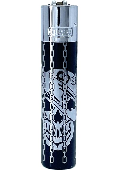 Clipper Deadly Chains Serisi Metal Çakmak - Silver Siyah