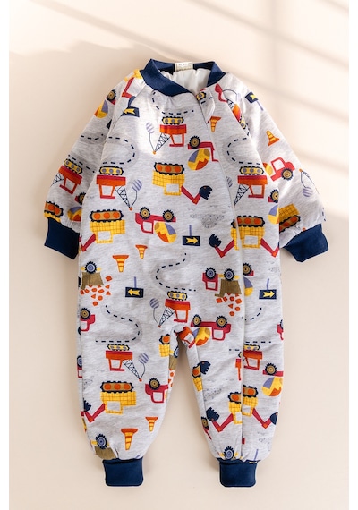 Babymod Araba Desenli 2.5 Tog Elyaf Dolgulu Premium Kaliteli Erkek Çocuk Uyku Tulumu Gri