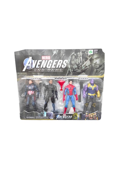 Süper Kahramanlar 18 Cm Işıklı 4'lü Figür Oyuncak Amerika Thanos Kara Panter Örümcek Adam