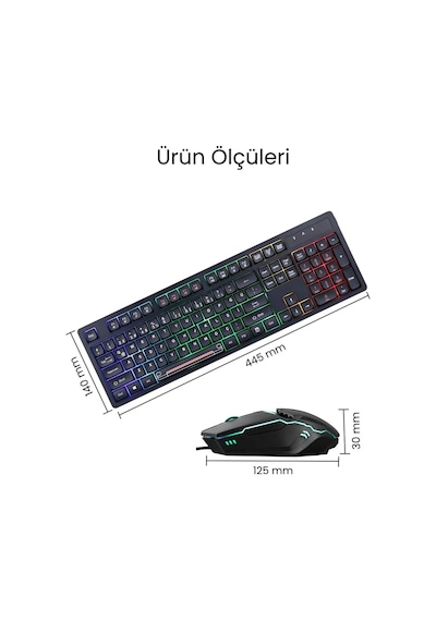 C-66 Rgb Led Işıklı Kablolu Chocolate Klavye + Mouse Set Diğer