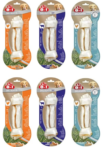 8in1 Delights Bones Large 3 Çeşit Karma Köpek Ödül Kemiği 85 Gr. X 6 Adet