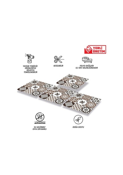Tink Kendinden Yapışkanlı Karma Kahveli Siyah Desenli Pvc Karo 30