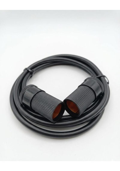 Araç Çakmaklık Uzatma Kablosu Dişi+dişi 12-24 Volt 16 Amper 2 X1 Mm Ttr Bakır 5 Mt-siyah