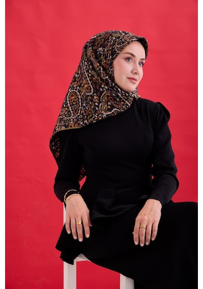 Silk Home Twill İpek Eşarp 11478-06 Siyah, Kına Yeşili, Somon, Taba, Gri, Taş