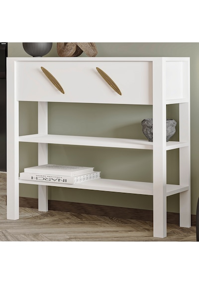 İnarch Dizayn Henric 90 Cm Tek Kapaklı Modern Dresuar Raflı Konsol & Antre Dolabı Beyaz