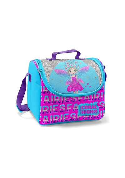 Coral High Pembe-Mavi Kanatlı Peri Desenli Termoslu Beslenme Çantası - Kız Çocuk
