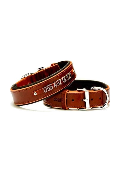 Doggie Deri İsimlikli Boyun Tasması Kahverengi Sbt 3515 L Kahverengi