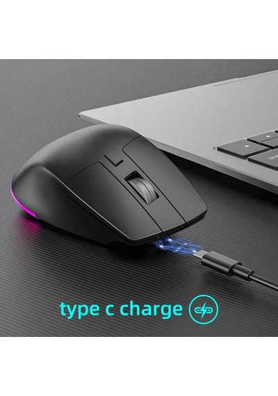 Kablosuz Mouse Bluetooth 5.0/4.0 + 2.4g Ergonomik Şarjlı Sessiz Rgb Mouse Modern Tasarım Işıklı Genel