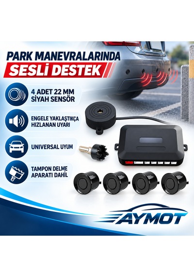 Mfk Bb03 Universal Ses İkazlı Siyah 4 Sensörlü Park Sistemi 22 Mm