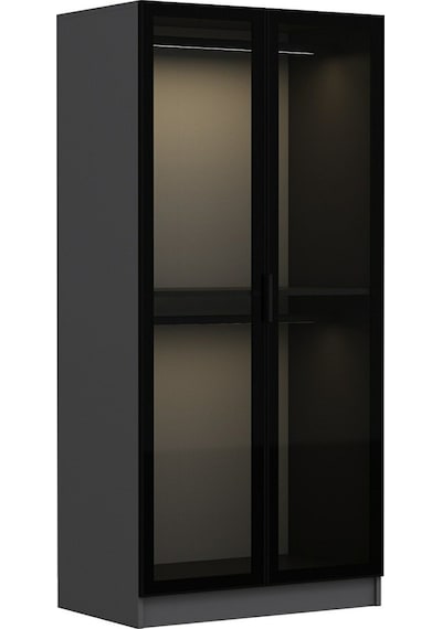 Minar Kale 2 Cam Kapaklı Dolap - Antrasit/siyah 190cm