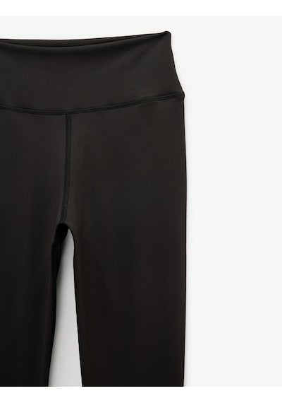 Koton Yüksek Bel Slim Fit İnterlok Spor Tayt Siyah 6sak40452nk