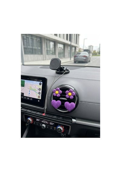 Mor Kalp & Çiçek Araç Klima Izgara Süsü 4 Lü Set Dekoratif Oto Havalandırma Aksesuarı