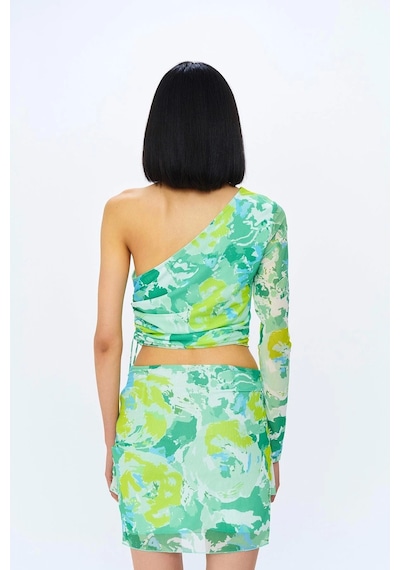 Olla Collection Büzgü Detaylı Tül Bluz Mint Mint Yeşili