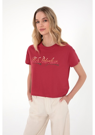 U.S. Polo Assn. Kadın Vişne Bisiklet Yaka Tişört 50299735-VR223