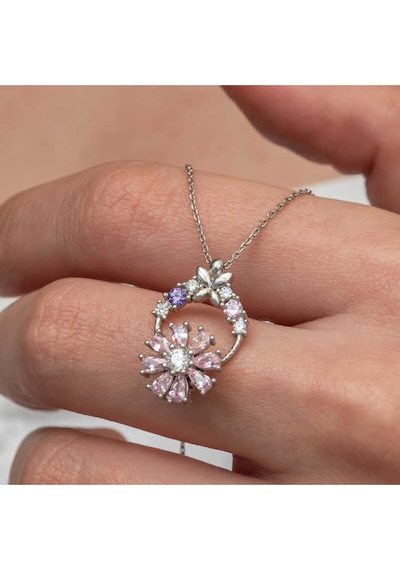 Casera's Gümüş Pembe Dönen Çiçek Kadın Kolye Csr2181345 Gümüş