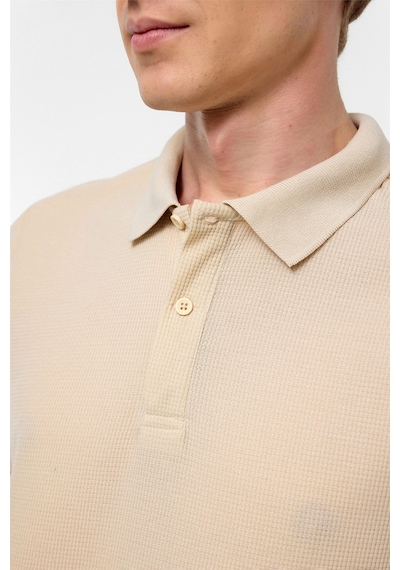 Süvari Bej Regular Armürlü Polo Yaka Tişört-38358 Bej